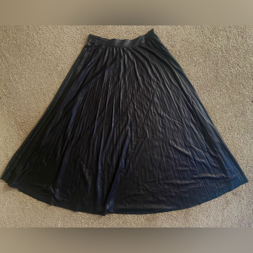 Zara Black Long Flare Pleated Skirt